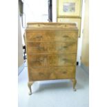 Burr walnut Queen Anne chest of 5 drawer