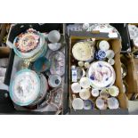A mixed collection of ceramic items to include Oriental plates and bowls, Pelspar deep dishes,