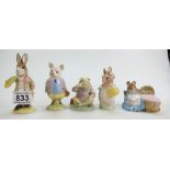 Royal Albert Beatrix Potter figure Benjamin Ate A Lettuce Leaf, Jeremy Fisher, Pigling Bland,