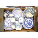 A mixed collection of blue and white Adams and similar tea and dinnerware items to include tureens,