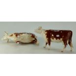 A Beswick Hereford Bull (949) & a Hereford cow (948).