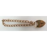 9ct solid rose gold hallmarked bracelet, with later yellow gold padlock. 14.9 g.