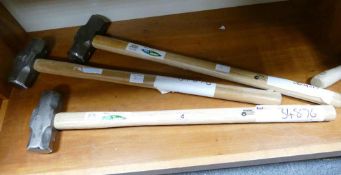 Three Hickory 7lb sledge hammers (3) This lot is either a catalogue return,