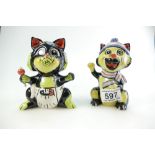 Lorna Bailey set of 2 limted edition cats. Containing Goal cat (41/75) and Goo Goo cat (8/75).