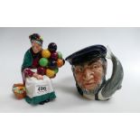 Royal Doulton character figure Balloon Lady HN1315 and Large Character jug,