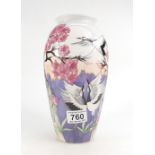 Moorcroft Courtship Dance vase (Cherry Blossom and Cranes) designer Helen Dale Ltd. Ed.