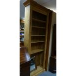 Tall free standing modern pine bookcase