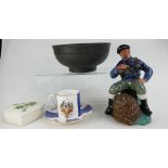 Royal Doulton figure the Lobster Man (2nd), Wedgwood black basalt Jasperware bowl 19.