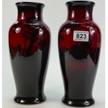 A pair of Royal Doulton Flambe vases with landscape decoration,