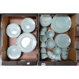 A large collection of Woods Bery utilitarian green dinner and tea ware(2 trays)
