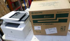 A HP Hewlett-Packard printer/scanner with a Kyocera printer.