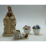 Italian Princess House resin figure Stewart with Capodimonte ornamental figure of boot and ceramic