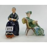 Royal Doulton lady figure The Cup Of Tea HN2322 and Ascot HN2356 (2)