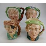 A collection of large Beswick character jugs to include Scrooge 372, similar colourway Scrooge,