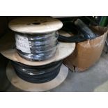 A selection of cables to include - two rolls of three cord armored cable, small cord covers,