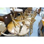 Modern oak table and six matching chairs