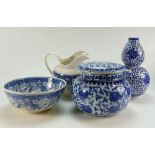 A masons iron stone blue and white jugs and basin, Chinese blue and white vase,