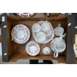 Royal Adderley Devonshire Roses part teaset to include teapot, cups, saucers,