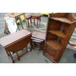 An assortment of furniture items to include a twentieth century barley twist gate leg table,