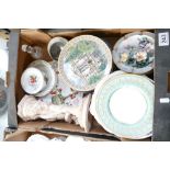 A mixed collection of ceramic items to include decorative wall plates with Egyptian themes,