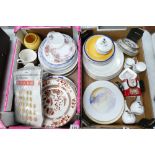 A mixed collection of ceramic items to include Wedgwood Hathaway rose vases, pin trays,