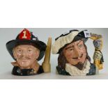 Royal Doulton special edition large character jugs Scaramouche D6774 and The Fireman D6697 (2)