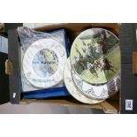 A mixed collection of Royal Worcester decorative wall plates with themes of cricket, horse racing,