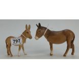 Beswick matt Donkey 1364b and Foal 2110(2)