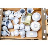 A collection of Wedgwood jasperare items to include vases, trinket trays,
