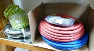 A selection of cable and piping, to include gas 10mm piping,