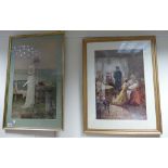 2 Large framed prints of Elizabethan ladies (2)