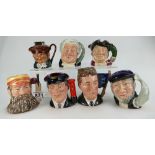 Seven Royal Doulton smaller size Toby / Character jugs;