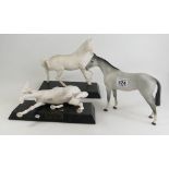 Beswick grey matt Bois Roussel racehorse 1701 with Royal Doulton Spirit Of Youth and Spirit Of Wind