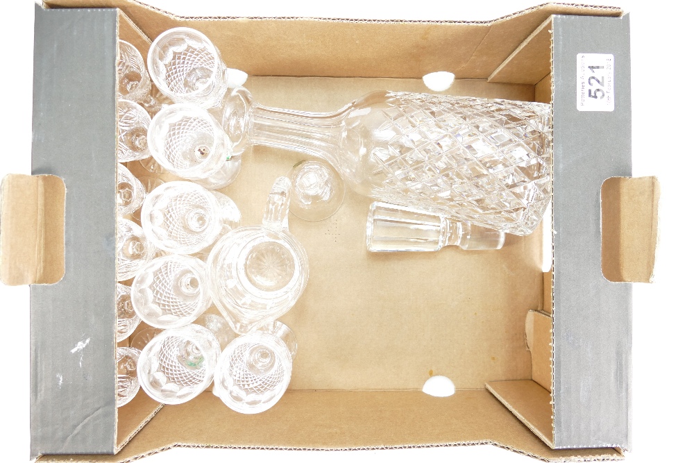 A collection of Waterford lead crystal items to include a decanter, six port glasses,