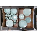 A large collection of Woods Bery utilitarian green dinner and tea ware(2 trays)