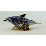 Royal Crown Derby Bottle Nose Dolphin paperweight with gold stopper,
