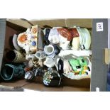 A mixed collection of items to include Staffordshire type two headed smoking dog figure (damaged)