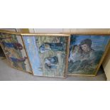 Three gilt framed tapestries to include The Angelus by J.F.