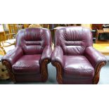 Pair Italian red Leather armchairs (2)