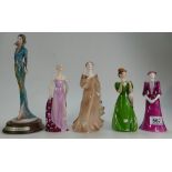 A collection of Francesca China lady figures to include Glencora High Society Diana with Coalport