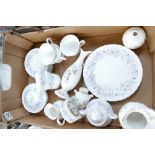 A collection of Wedgwood Angela patterned teaware to include dinner plates, side plates, cups,