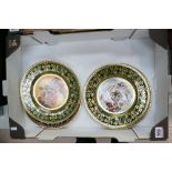 A collection of decorative Caverswall Charles Dickens Pickwick Club plates and floral plates (4)