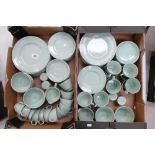 A large collection of Woods Bery utilitarian green dinner and tea ware(2 trays)