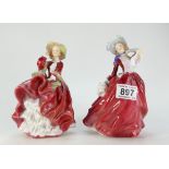 Royal Doulton figures Top O the Hill HN1834 and Autumn Breezes HN1934 (2)