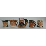 Royal Doulton small character jugs George Tinworth DCC backstamp D7000, Old King Cole, Paddy,