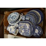 A collection of victorian and later blue & white china.