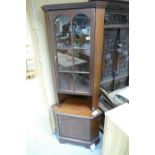 Reproduction Mahogany corner cupboard with single glazes door