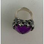 Stephen Webster quality silver 925 stud ring set with amethyst stone (23.
