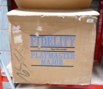 A boxed Fidelity Deluxe Claymaster Major Reel To Reel Tape Recorder