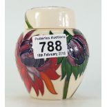 Moorcroft ginger jar in the Ruby Red design by Emma Bossons.